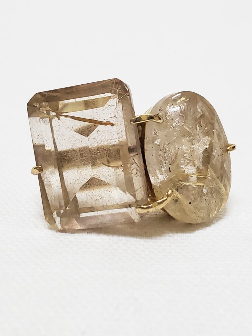 Marcia Moran Rutilated Quartz Smokey Quartz One of A Kind GF Ring Size 6